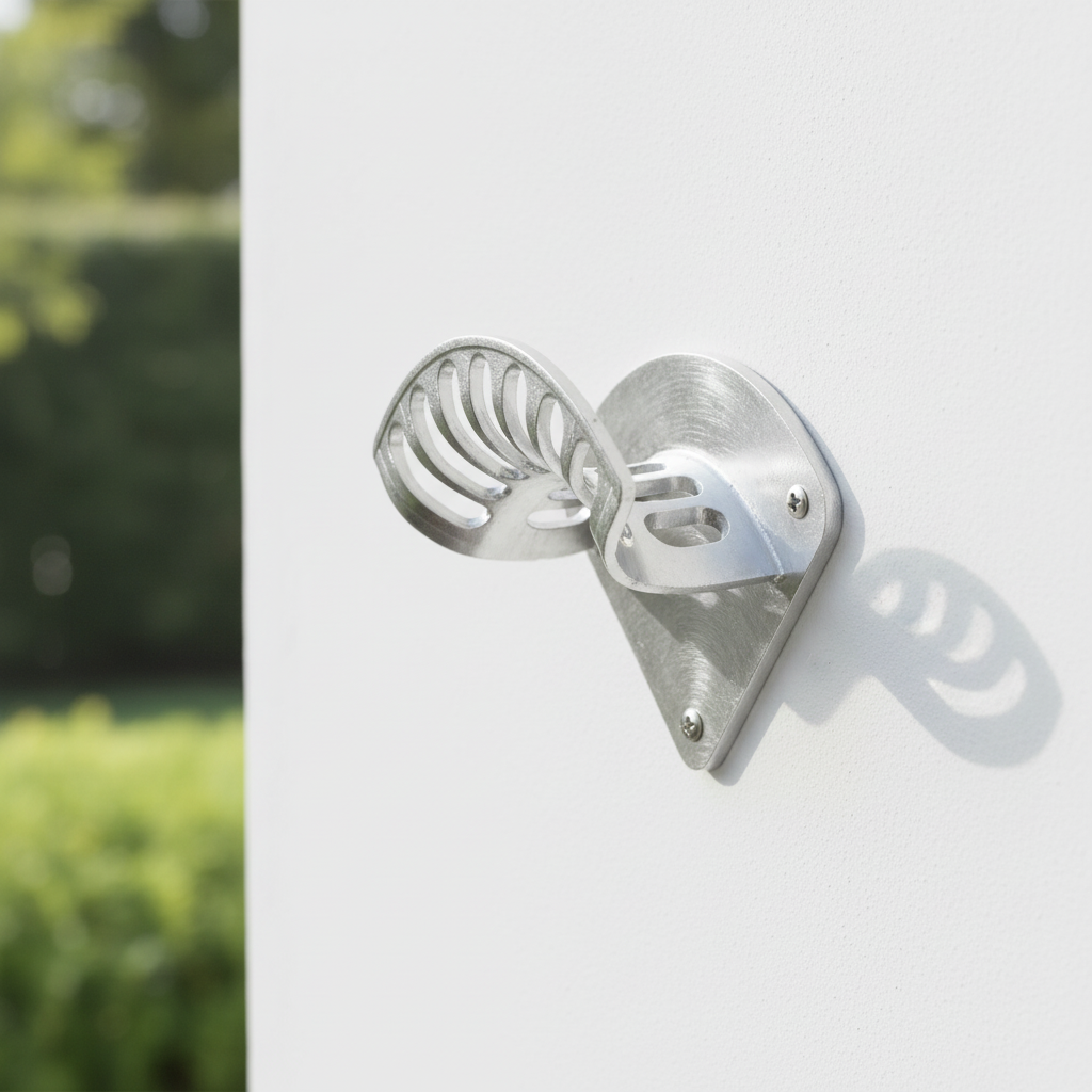 Metalen wandbeugel op witte muur