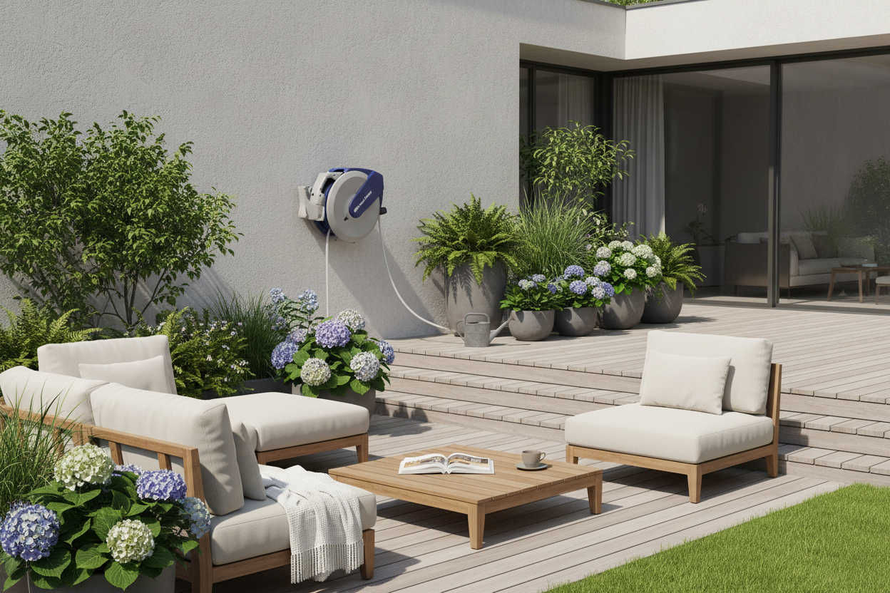 Siro-Reel Water bij moderne tuin en terras